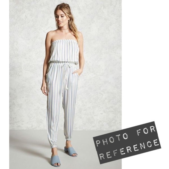 forever 21 striped jumpsuit